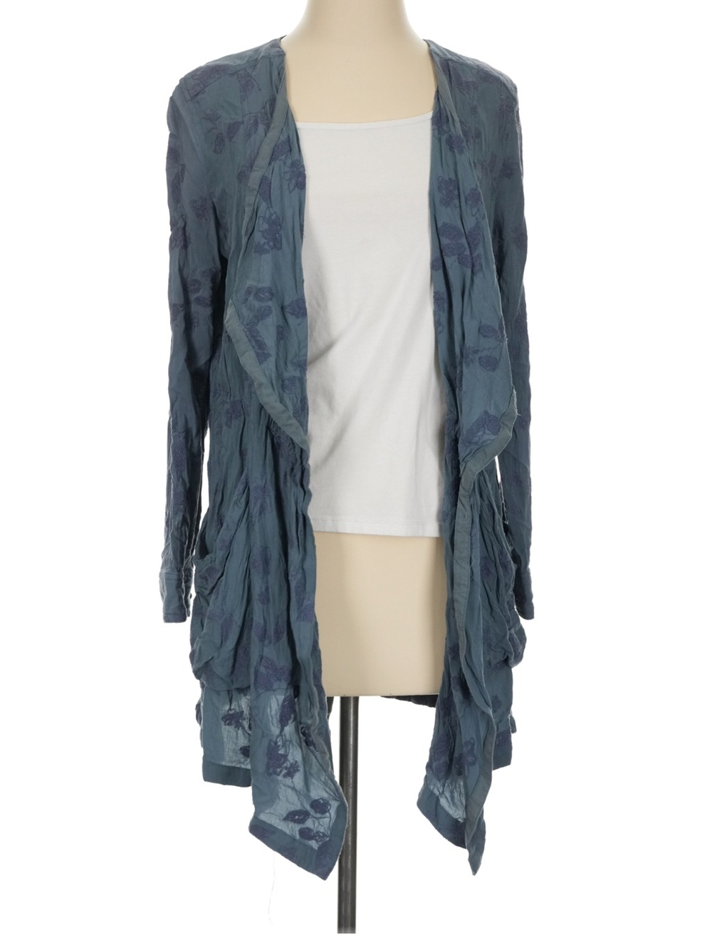 Women's Blue Crinkle Open-Front Cardigan by anthropologie